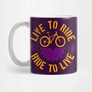 Live to ride Bycicle, Ride to live cassette and mountain bike Mug